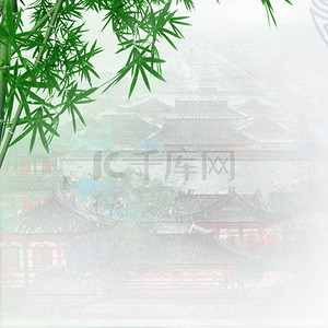 水墨竹子山水背景图片_中国风的彩色端午粽子