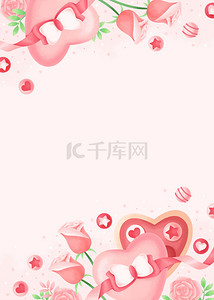 美丽礼盒巧克力玫瑰情人节粉色背景