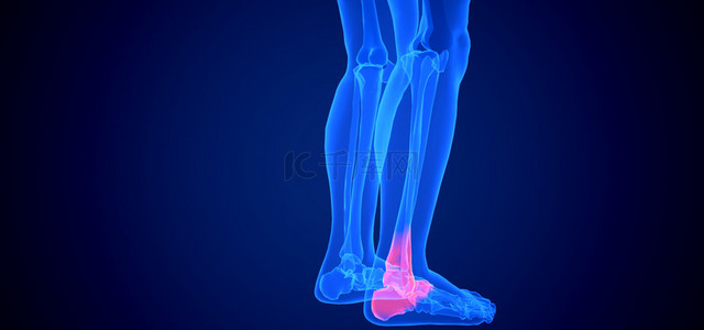 骨骼发育背景图片_c4d人体医疗脚踝疾病