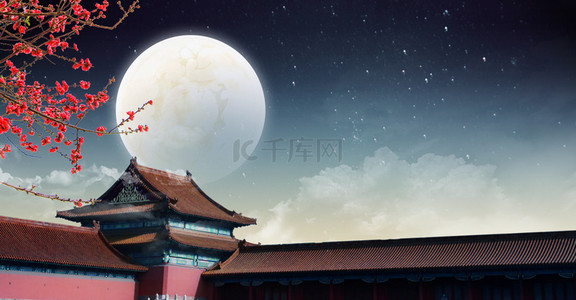 中秋节夜景背景图片_创中秋节唯美背景合成