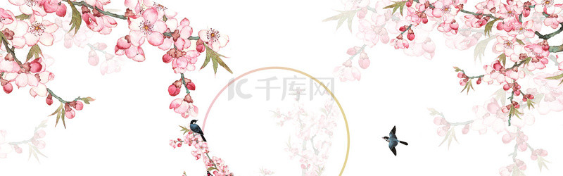 藤藤花背景图片_春季花藤粉白清新banner