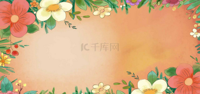 植物花朵叶子边框banner背景