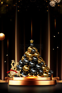 黑金圣诞节背景图片_黑金大气圣诞节海报