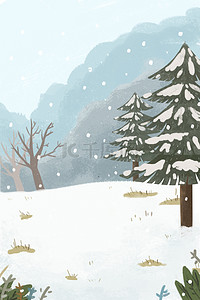 冬天背景图片_冬季冬天雪地雪松下雪广告背景