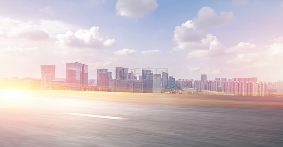 汽车赛道背景背景图片_高速公路城市建筑大气速度背景海报