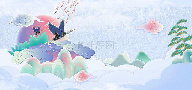 云纹立体背景图片_中国风景观暖色背景