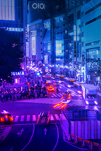 赛博朋克风城市夜景背景