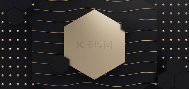 C4D黑金创意几何体背景