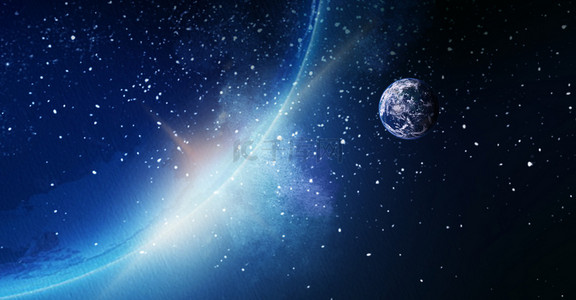 蓝色星空大气背景背景图片_蓝色科技发光地球背景海报