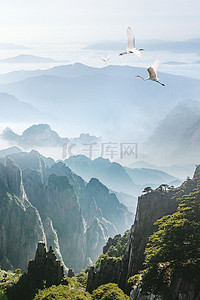 秋季出游季背景图片_十一国庆节黄山旅游高清背景