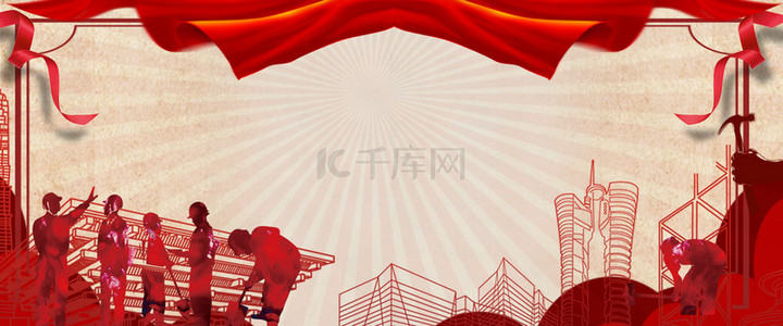 红色简约促销海报背景图片_五一劳动节简约电商海报背景