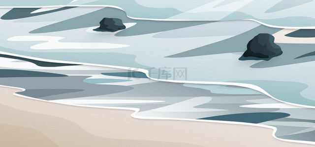沙滩大海海报背景背景图片_海边沙滩蓝色背景