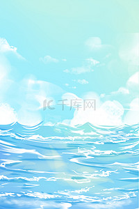 云彩卡通白色背景图片_蓝天白云海水背景