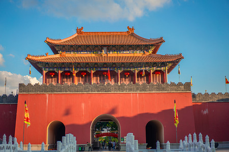 夕阳城墙夕阳天安门影视城静物摄影图配图