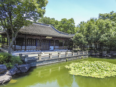 西溪湿地桐荫堂夏至桐荫堂建筑自然风光摄影图摄影图配图