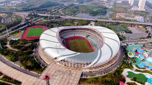 航拍南昌奥林匹克体育馆中心