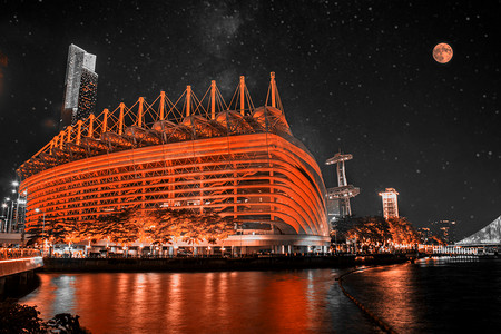 广州珠江海心沙亚运公园夜景摄影图配图