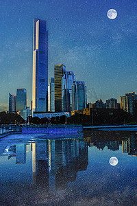 广州广州美术馆文化博物馆建筑夜景摄影图配图
