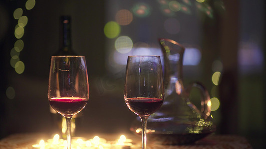 七夕节情人节实拍烛光晚餐红酒摄影图