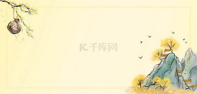边框秋天背景图片_立秋中国风秋天几何元素黄色