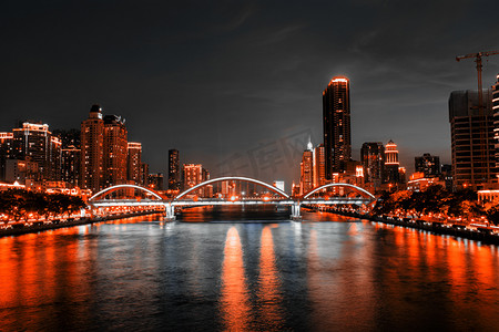 广州珠江解放桥城市夜景摄影图配图