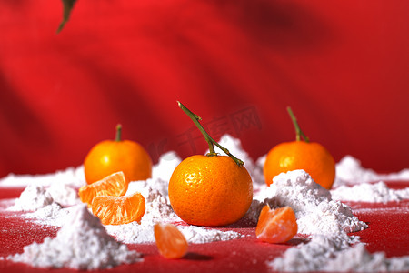 静物棚拍橘子黄色橘子水果摄影图配图