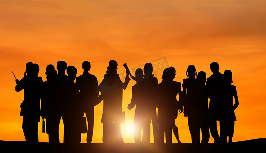 商务团队剪影群像