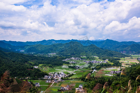 皖南芒种季节风景中午乡村风光户外高视角摄影图配图