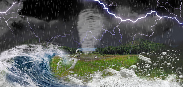风雨携手背景图片_暴雨台风预警防洪救灾背景