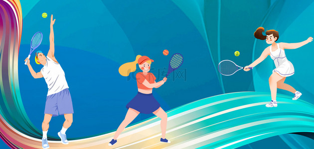 全国联保海报背景图片_2020东京奥运会网球背景