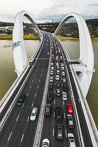 城市中午广西南宁大桥航拍桥梁无人机摄影图配图