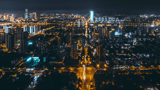 柳州摄影照片_城市夜晚广西柳州城中区夜景航拍楼顶无人机摄影图配图