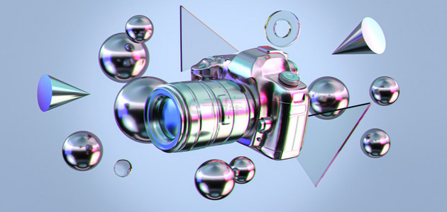 灯箱相机背景图片_酸性美学相机几何体