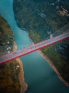 大桥中午桥梁鸭池河航拍摄影图配图