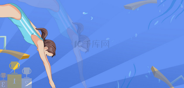 竞技体育背景背景图片_东京奥运会跳水跳板简约背景