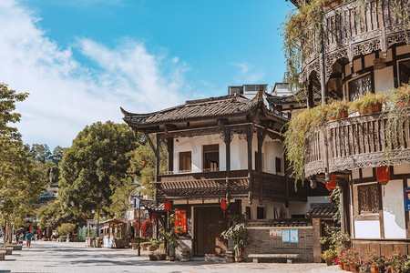 中式小镇古建筑景点旅游摄影图配图
