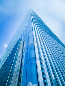 金融蓝色科技摄影照片_CBD透视线下午建筑路面拍摄摄影图配图