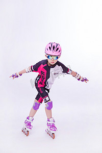 轮滑健身人像运动儿童轮滑摄影图配图