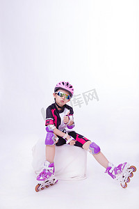 儿童运动会摄影照片_轮滑运动体育健身儿童轮滑摄影图配图