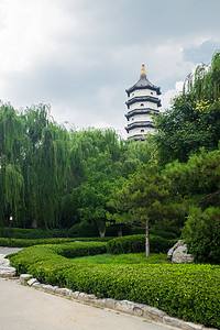 古风摄影照片_户外白天天津北宁公园塔风光摄影图配图