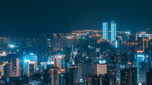 衢州城区摄影照片_夜景晚上城市建筑摄影摄影图配图