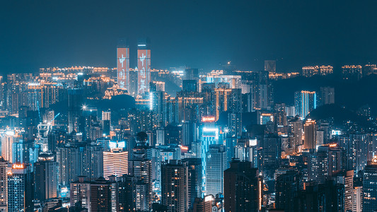 夜景晚上建筑城市摄影摄影图配图