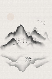 古风黑白背景图片_古风水墨山水黑白渐变背景