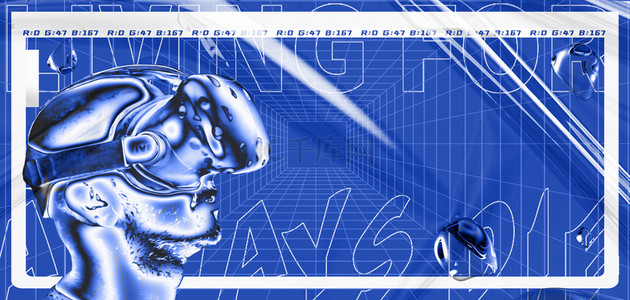 克莱因蓝背景背景图片_克莱因蓝科技酸性