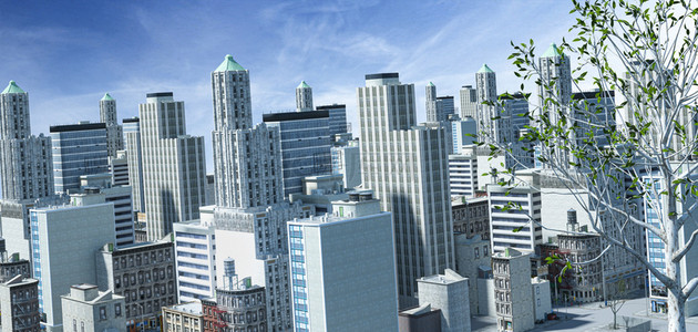 未来科技场景背景图片_C4D立体商务城市建筑场景