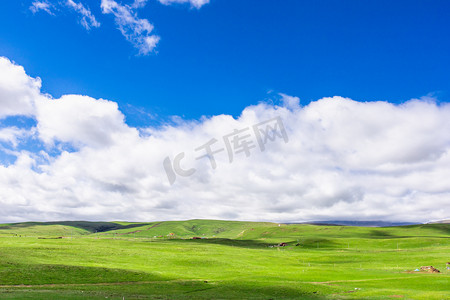 热气球简笔画摄影照片_青海夏天西宁金银滩草原西北公路摄影图配图