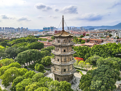 泉州洛伽寺摄影照片_福建泉州镇国塔中午航拍摄影图配图