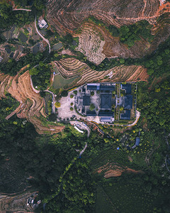 自然正午广西横县南山寺庙空中无人机摄影图配图