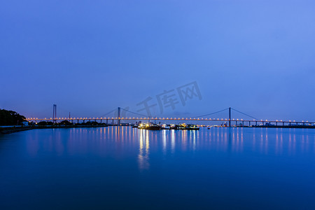 广州珠江大吉沙黄埔大桥夜景摄影图配图