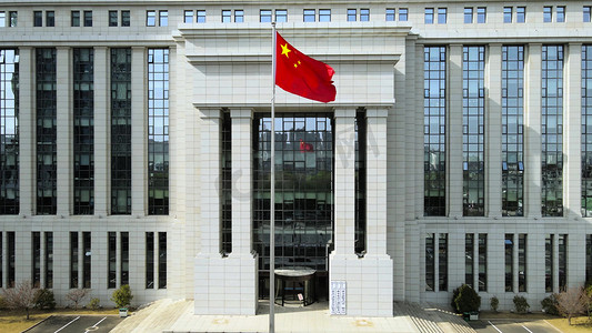 政府大楼门口飘扬的国旗